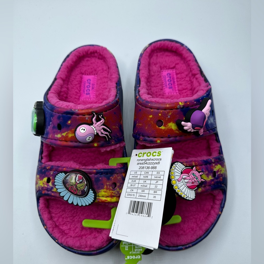 Crocs Ron English X Area 54 Cozzzy Multi Black Sandal M4 W6 Limited Edition Nwt View 4